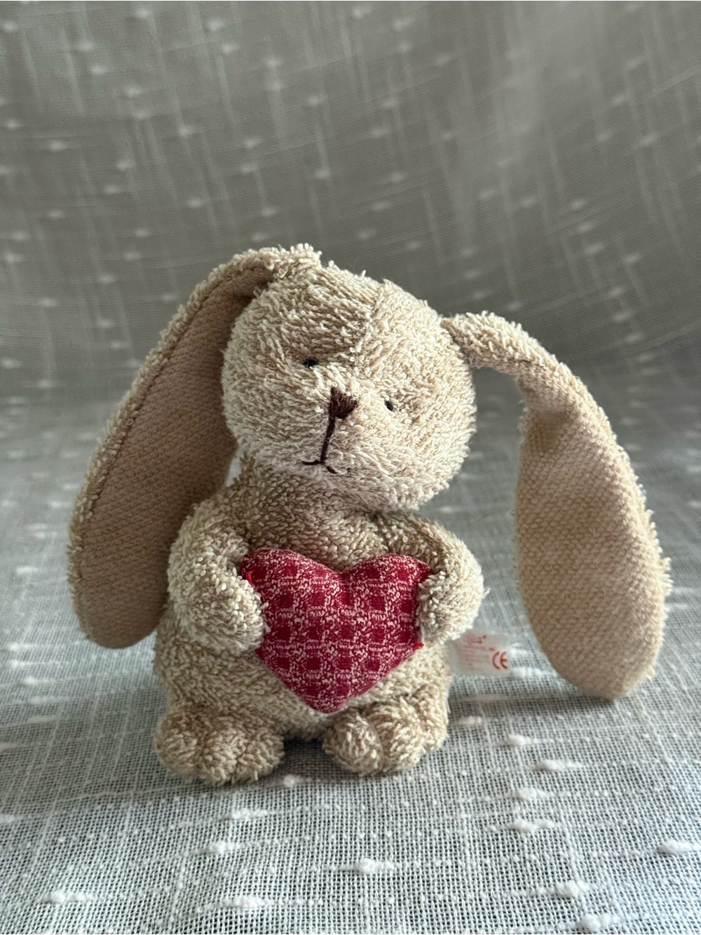 Vintage Russ Home Buddies Bunny Rabbit Heart Terry Cloth Plush 5”
